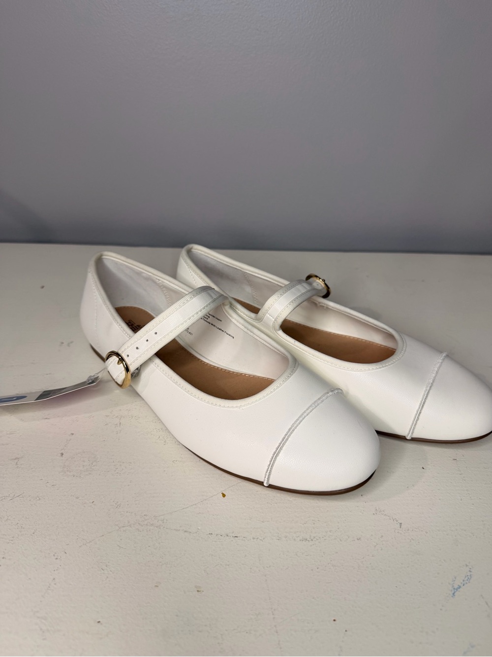 wild fable White Mary Jane Flats with Gold Buckle